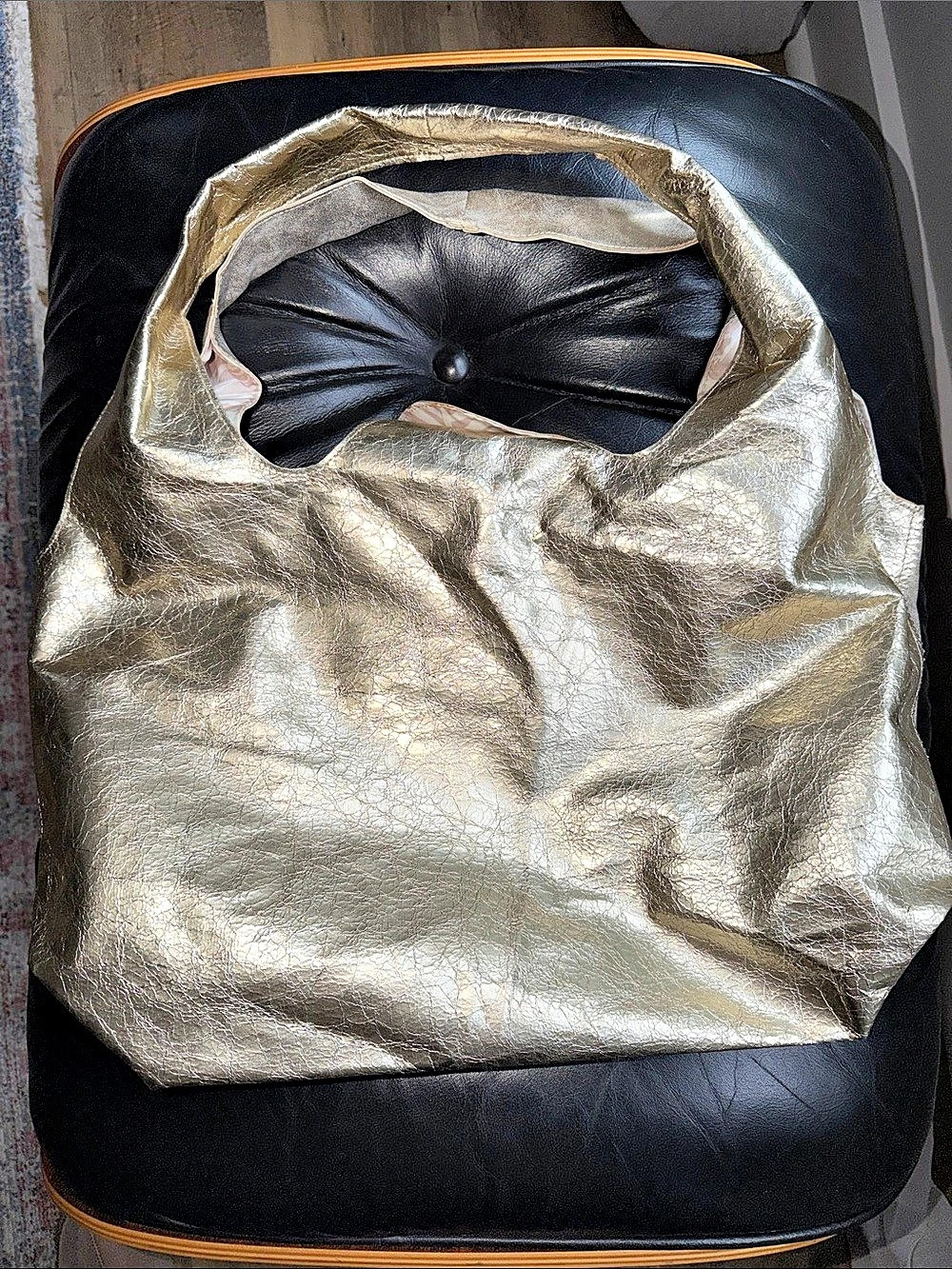Stella & Dot Bleeker Tote Gold Metallic Shoulder Bag